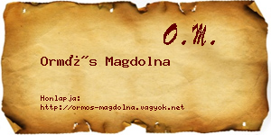 Ormós Magdolna névjegykártya